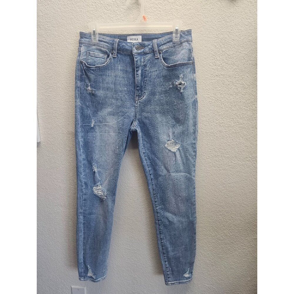 Pistola Distressed High-Rise Stretch Jeans 30